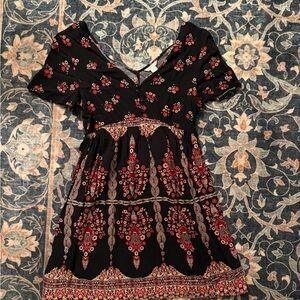 Aeropostale Black and Red Patterned Mini Dress